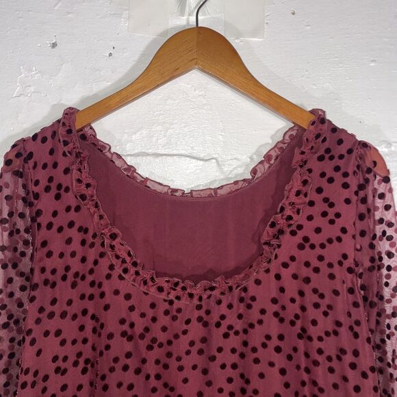 Sezane Burgundy Polka Dot Mini Dress - Picture 6 of 11